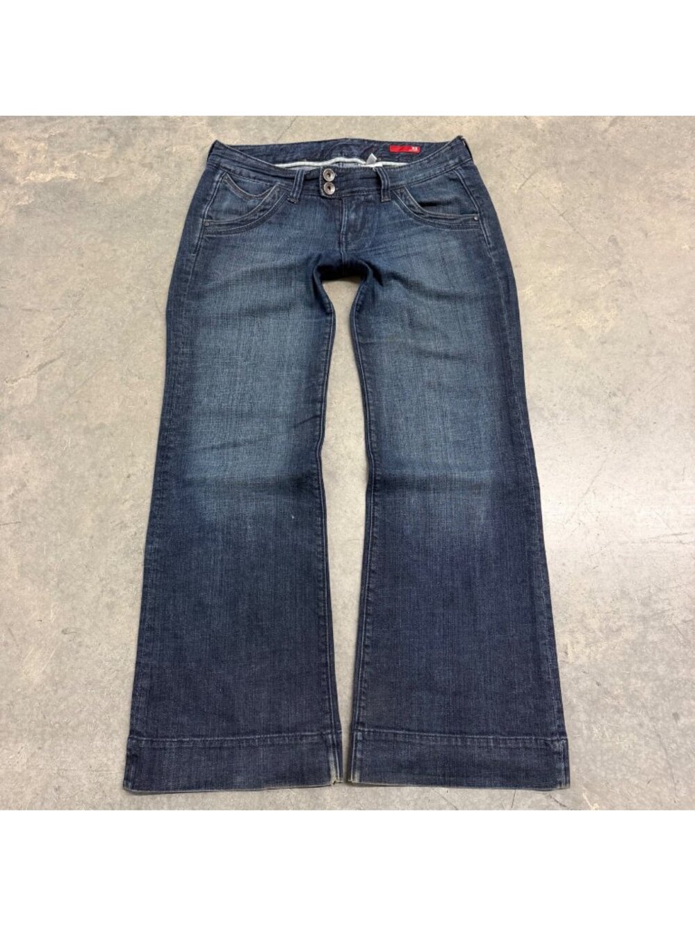 X2 2000s Low Rise Flare Leg Buckle Back Jeans